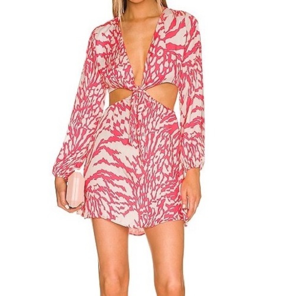 NWT RESA Jojo Convertible Mini Dress Barcelona Print Pink Tan Detachable Skirt S